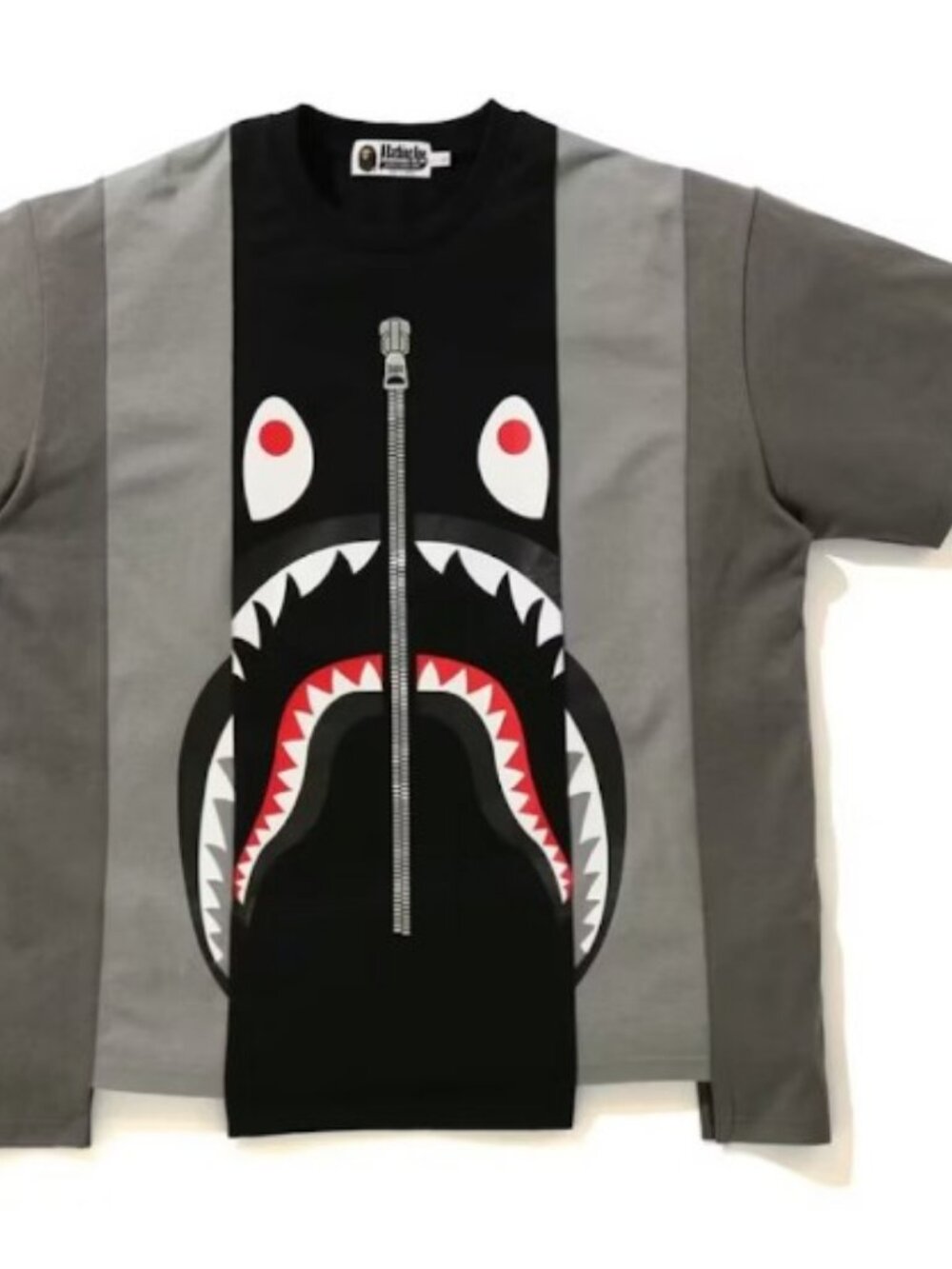 Authentic BAPE Shark Relaxed Fit Tee Black/Grey, Size L